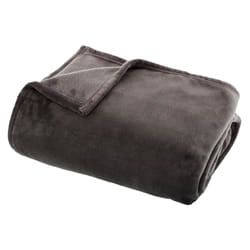 Plaid flanel uni gris foncé 125X150