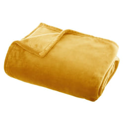 Plaid flanel uni ocre 125X150