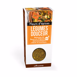 Aromandise HBE18, Citronnelle*, coriandre*, gingembre*, ail*, curcuma*, pétales de tournesol**Produit issu de..., France, 1 p ...