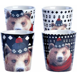Sans Marque - Set de 4 tasses expresso ours