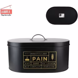 Boîte à pain en métal noir mat