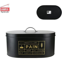 Boîte à pain en métal noir mat