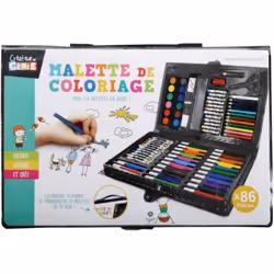 Malette de coloriage 86 pièces feutres crayons de couleurs pastels peintures à leau pinceau peinture ... Idéal loisirs créati ...