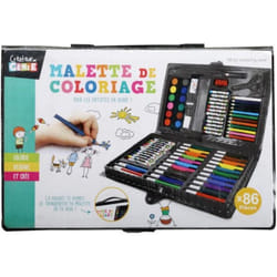 Malette de coloriage 86 pièces feutres crayons de couleurs pastels peintures à leau pinceau peinture ... Idéal loisirs créatifs