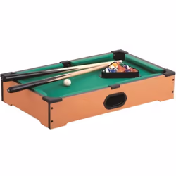 Mister Gadget MG2017 Jeu de table Billard Avec 2 queues 16 boules 1 triangle et 1 craie Bois plastique textile Marron et vert