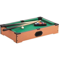 Mister Gadget MG2017 Jeu de table Billard Avec 2 queues 16 boules 1 triangle et 1 craie Bois plastique textile Marron et vert