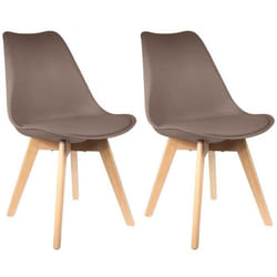 Chaise scandinave avec coussin - THE CONCEPT FACTORY - Taupe - Bois massif - Polypropylène - Hêtre