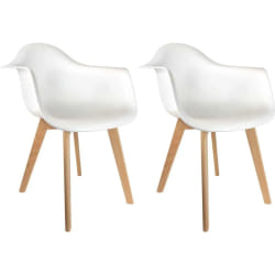 The Concept Factory Fauteuil Scandinave - Blanc (Lot de 2)