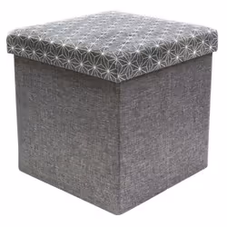 CMP Paris Coffre Rangt/Pouf Pliable Gris, Pouffe/ottomane, Carré, Gris, Lin, 375 mm, 375 mm