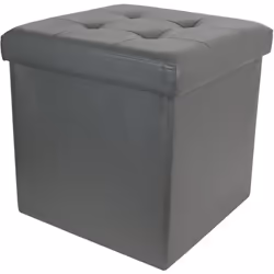 Pouf pliable coffre de rangement lisse Gris