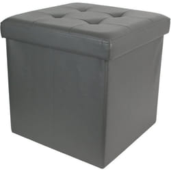 Pouf pliable coffre de rangement lisse Gris