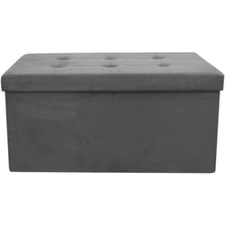 Coffre de rangement banc pliable Suedine Gris foncé