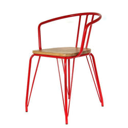 The Home Deco Factory - Fauteuil en métal Arnold - H. 725 cm - Rouge