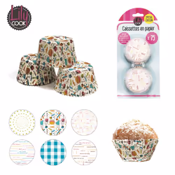 Lily cook Moule Muffins Papier 7cm x 75, Multicolore, Papier, 65 mm, 65 mm, 30 mm, 6,5 cm