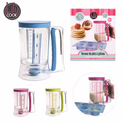 Lily cook Verseur Pate A Gateau A Piston, 900 ml, Bleu, Vert, Violet, Plastique, 4 tasses, Plastique, Tasses, Millilitres
