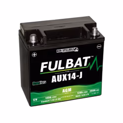 Batterie de marque Fulbat modèle AUX14J Tension: 12V Intensitée: 200A CCA Capacitée: 12.6Ah Dimensions: 150x87x145mm Polarité ...