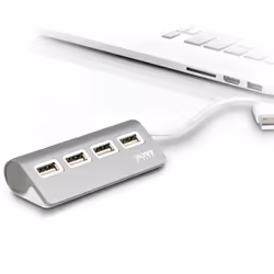 Port Designs 900120 hub & concentrateur USB 2.0 480 Mbit/s Gris, Blanc - Vue supplémentaire 4