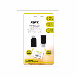Port Designs 900142, USB-C, USB-A, Noir