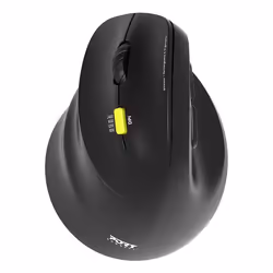 Port Designs 910008, Gauche, Conception verticale, Optique, RF sans fil + Bluetooth, 2400 DPI, Noir