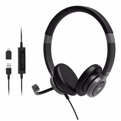 Port Designs 912001 écouteur/casque Avec fil Arceau Bureau/Centre d'appels USB Type-C / USB Type-A Noir