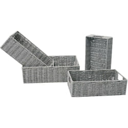 Toilinux - Lot de 4 paniers empilables en Métal et papier
