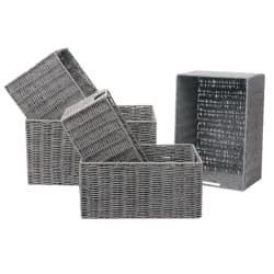 Toilinux Panier en métal et papier - Gris
