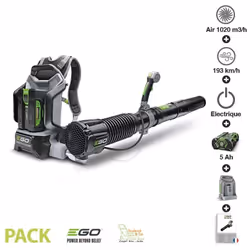 Le souffleur à batterie dorsale LB6000E d'Ego Power+ est conçu pour les grands travaux de nettoyage du jardin. pack souffleur ...