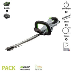 Pack sculpte haies lamier 51cm batterie 56c 2,5Ah et chargeur inclus Ego HT2001E