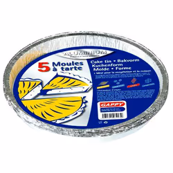 Moules à tarte en aluminium - cdp - lot de 5 - diamètre 25 cm - compatible congélateur