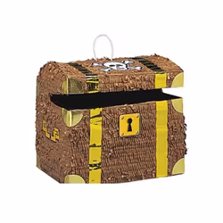 PIÑATA À CASSER COFFRE TRÉSOR 29X25X22CM MARRON