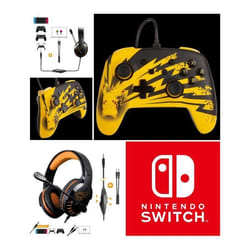 Pack Manette Filaire Nintendo - Pokémon Pikachu - Casque Gamer PRO H3 - Jaune - Circum-aural - Filaire