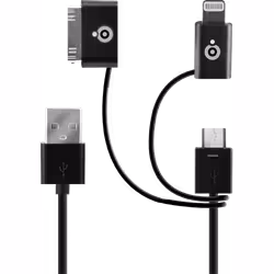 Bigben Interactive CABLE3EN1, 1 m, USB A, Micro-USB B, Mâle/Mâle, Noir