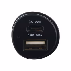 Kit Chargeur Voiture 2 USB A 2.4+1A + Câble USB A / USB C 1m Noir Bigben