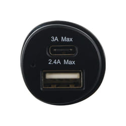 Kit Chargeur Voiture 2 USB A 2.4+1A + Câble USB A / USB C 1m Noir Bigben