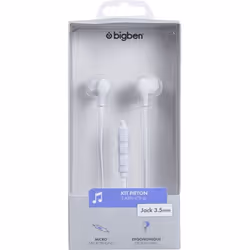 Ecouteurs Filaire Jack 3.5mm avec câble plat Blanc Bigben