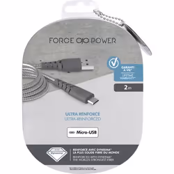 Bigben Connected FPCBLMIC2MG, 2 m, Micro-USB A, USB A, USB 2.0, Gris