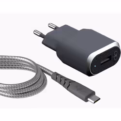 Bigben Connected FPCSMIC1.2MG, Intérieure, Secteur, 2,4 A, 1,2 m, Gris, Argent