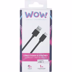 Bigben Connected WOWCBLAC1MB câble USB 1 m USB A USB C Noir