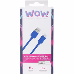 Bigben Connected WOWCBLAC1MBL câble USB 1 m USB A USB C Bleu