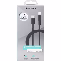 Bigben Connected CABMFIC2MB câble Lightning 2 m Noir