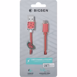 Bigben Connected CABACPASTEQ câble USB Rouge