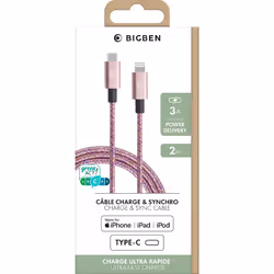 Bigben Connected CABTISMFIC2M3AP câble de téléphone portable Rose