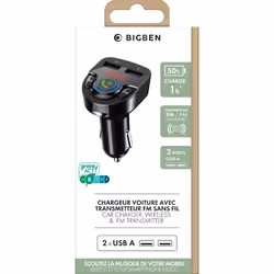Chargeur voiture double USB A+A avec transmetteur FM 2.4A - Noir - Vue supplémentaire 5