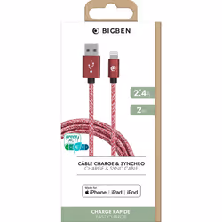 Bigben Connected CABTISMFIN2M3ARB câble de téléphone portable Rouge