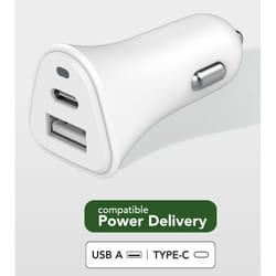 Just Green JGCAC2USBAC37WW chargeur d'appareils mobiles Blanc