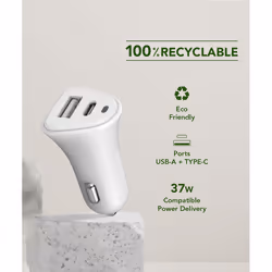 Just Green JGCAC2USBAC37WW chargeur d'appareils mobiles Blanc