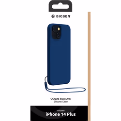 Coque iPhone 14 Plus silicone+Dragonne bleu