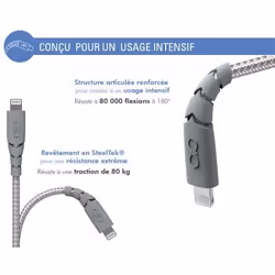 BIG BEN FPCBLMFIC2MRG câble Lightning 2 m Gris - Vue supplémentaire 3
