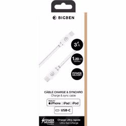 Bigben Connected CBLMFIC1M2RW câble Lightning Blanc
