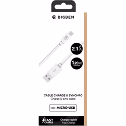 Bigben Connected CBLMIC1M2RW câble USB Blanc